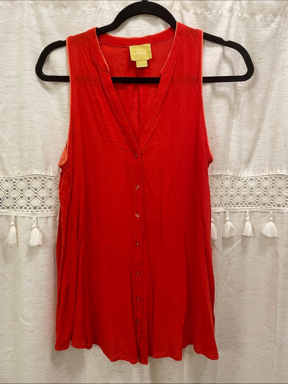 Anthropologie Maeve orange blouse button down size 8